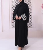 Zaira Rose Abaya by Alsanaya – Luxurious with embellished sleeves and matching chiffon headscarf, ideal for elegant occasions