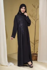 "Kashmala Handwork Abaya in black Zoom Nidah fabric by Alsanaya"