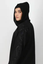 Saairah Black Abaya with Matching Hijab by Alsanaya