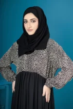 "Nahiya Abaya in Black Printed Georgette by Al Sanaya"