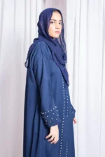 Blue Nidah Abaya with Pulse Detailing by Alsanaya