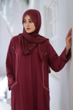 Maroon Nidah Abaya with Hijab by Alsanaya